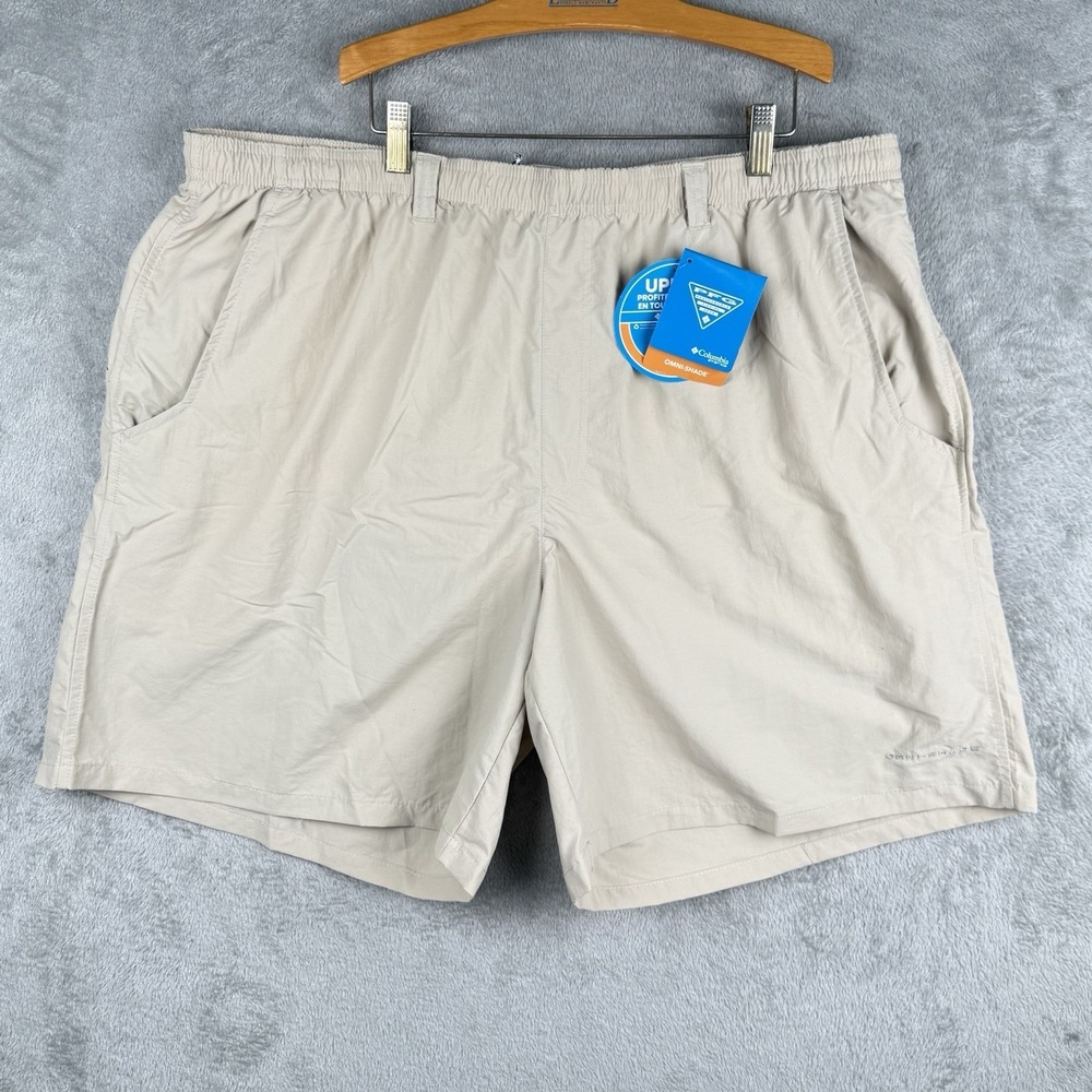 Columbia Water Shorts Mens 2XL Tan Nylon 8" Inseam Omni-Shade PFG Outdoors NWT